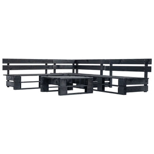 vidaXL 4-Piece Pallet Garden Lounge Set Black Wood