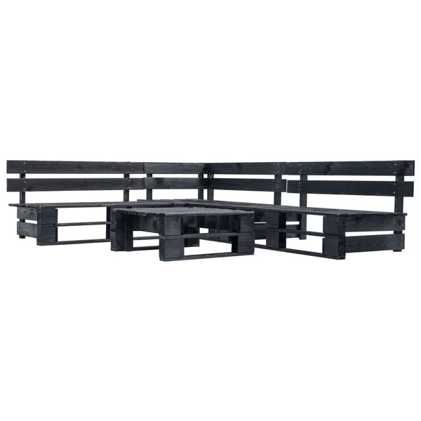 vidaXL 4-Piece Pallet Garden Lounge Set Black Wood