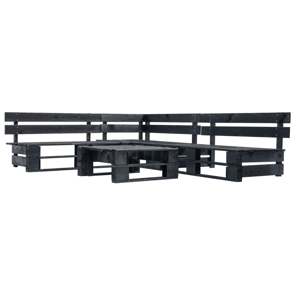 vidaXL 4-Piece Pallet Garden Lounge Set Black Wood