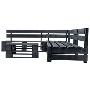 vidaXL 4-Piece Pallet Garden Lounge Set Black Wood