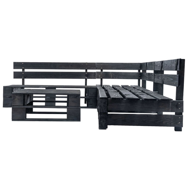 vidaXL 4-Piece Pallet Garden Lounge Set Black Wood