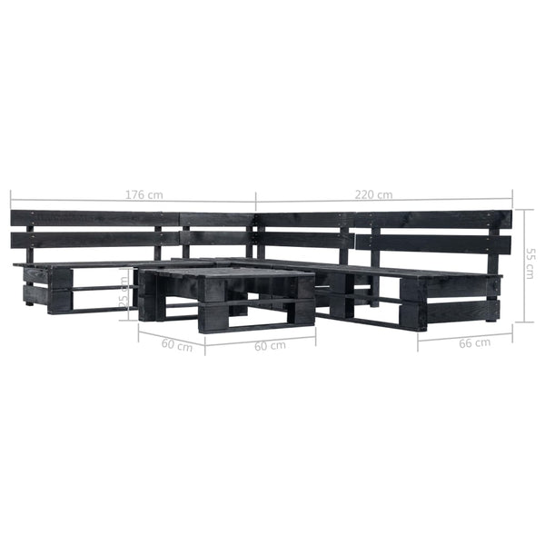 vidaXL 4-Piece Pallet Garden Lounge Set Black Wood