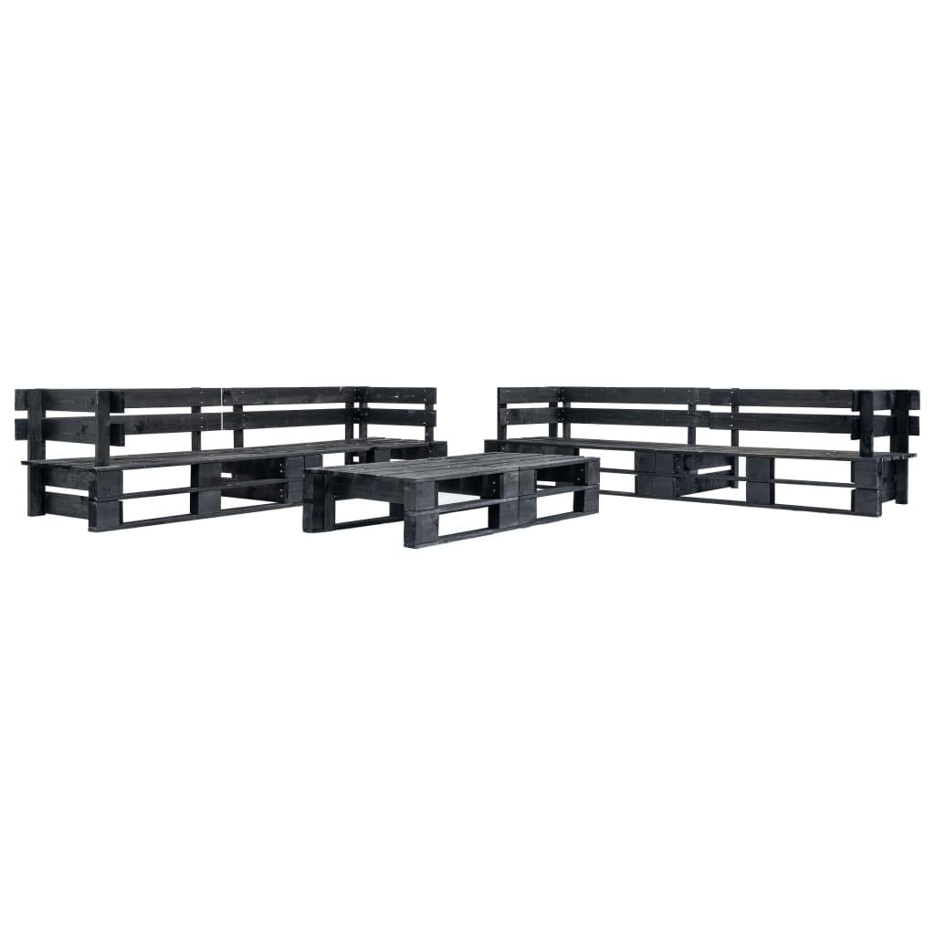 vidaXL 6-Piece Pallet Garden Lounge Set Black Wood