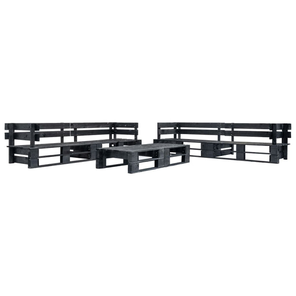 vidaXL 6-Piece Pallet Garden Lounge Set Black Wood