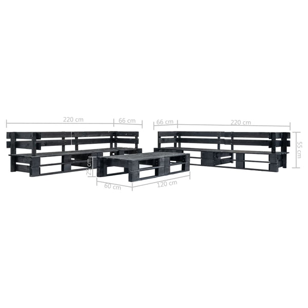 vidaXL 6-Piece Pallet Garden Lounge Set Black Wood