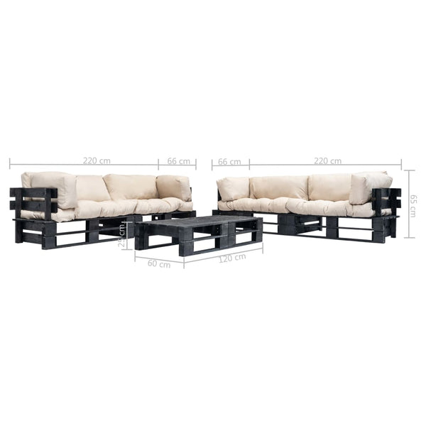 vidaXL 6-pc. Garden Pallet Sofa Set Sand-colored Cushions Wood