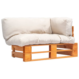vidaXL Garden Pallet Sofa with Sand-Colored Cushions Pinewood