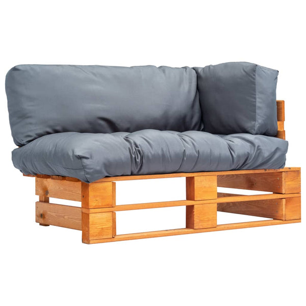 vidaXL Garden Pallet Sofa with Grey Cushions Pine Wood