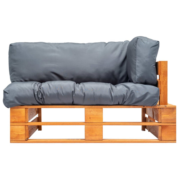 vidaXL Garden Pallet Sofa with Grey Cushions Pine Wood