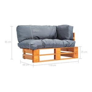 vidaXL Garden Pallet Sofa with Grey Cushions Pine Wood