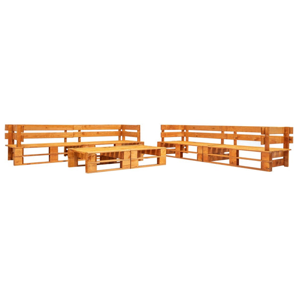 vidaXL 6-Piece Wooden Pallet Garden Lounge Set with Red Cushions