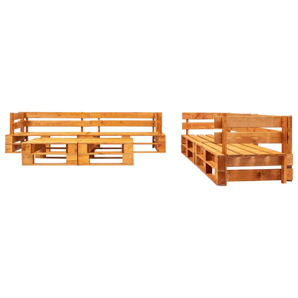 vidaXL 6-Piece Wooden Pallet Garden Lounge Set with Red Cushions