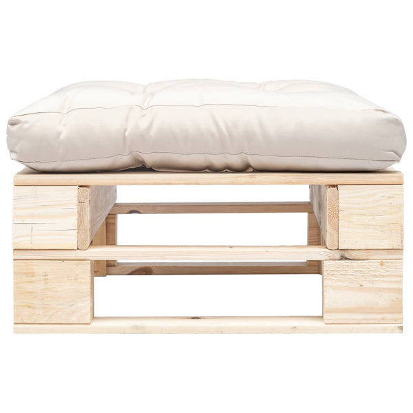 vidaXL Garden Pallet Ottoman with Cushion Wood Natural