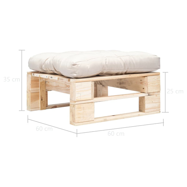 vidaXL Garden Pallet Ottoman with Cushion Wood Natural