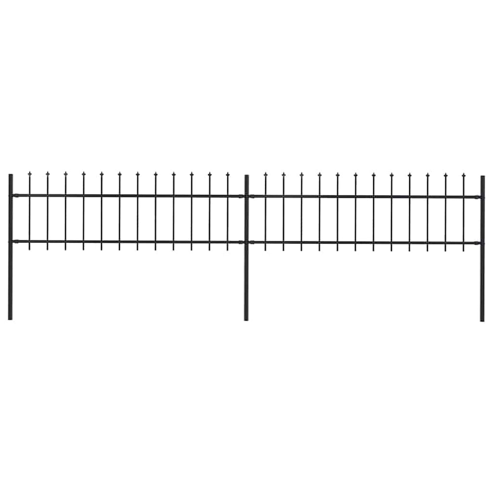 vidaXL Garden Fence with Spear Top Steel 359 x 60 cm Black