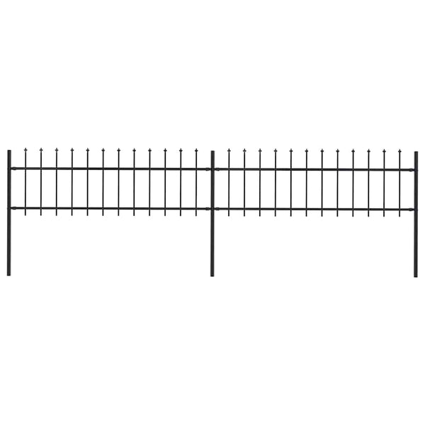 vidaXL Garden Fence with Spear Top Steel 359 x 60 cm Black