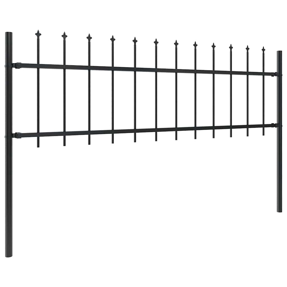 vidaXL Garden Fence with Spear Top Steel 359 x 60 cm Black