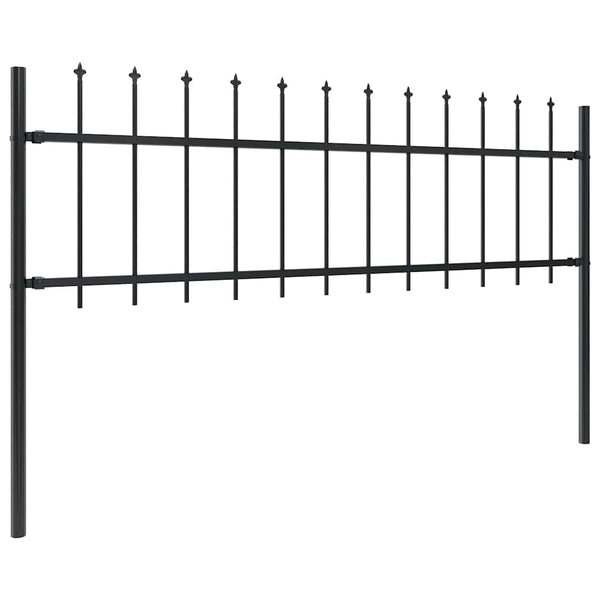 vidaXL Garden Fence with Spear Top Steel 359 x 60 cm Black