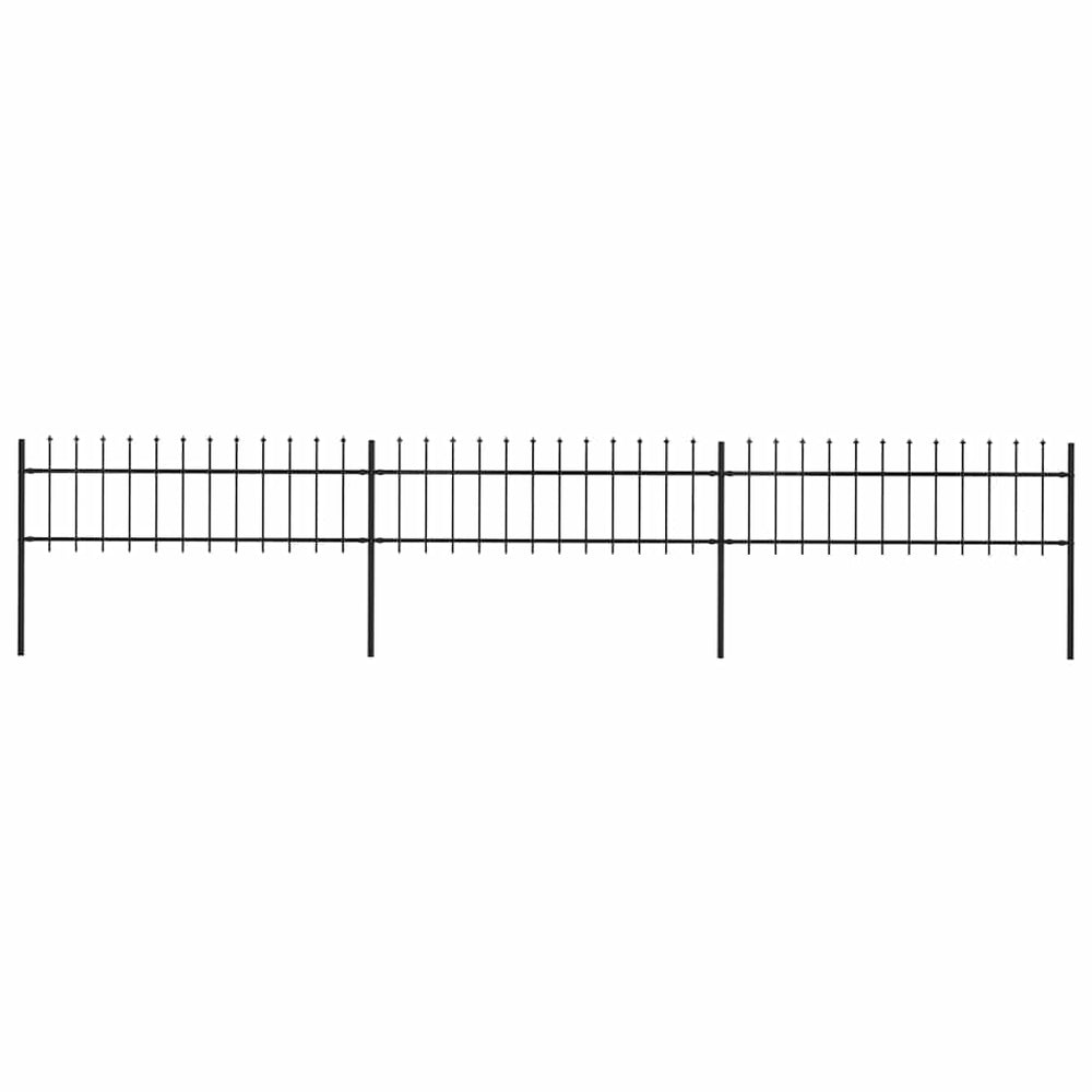 vidaXL Garden Fence with Spear Top Steel 537 x 60 cm Black