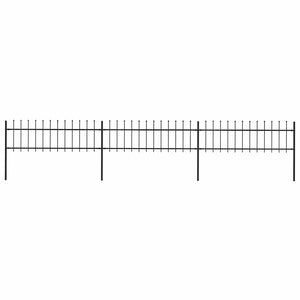 vidaXL Garden Fence with Spear Top Steel 537 x 60 cm Black