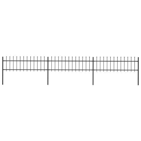 vidaXL Garden Fence with Spear Top Steel 537 x 60 cm Black