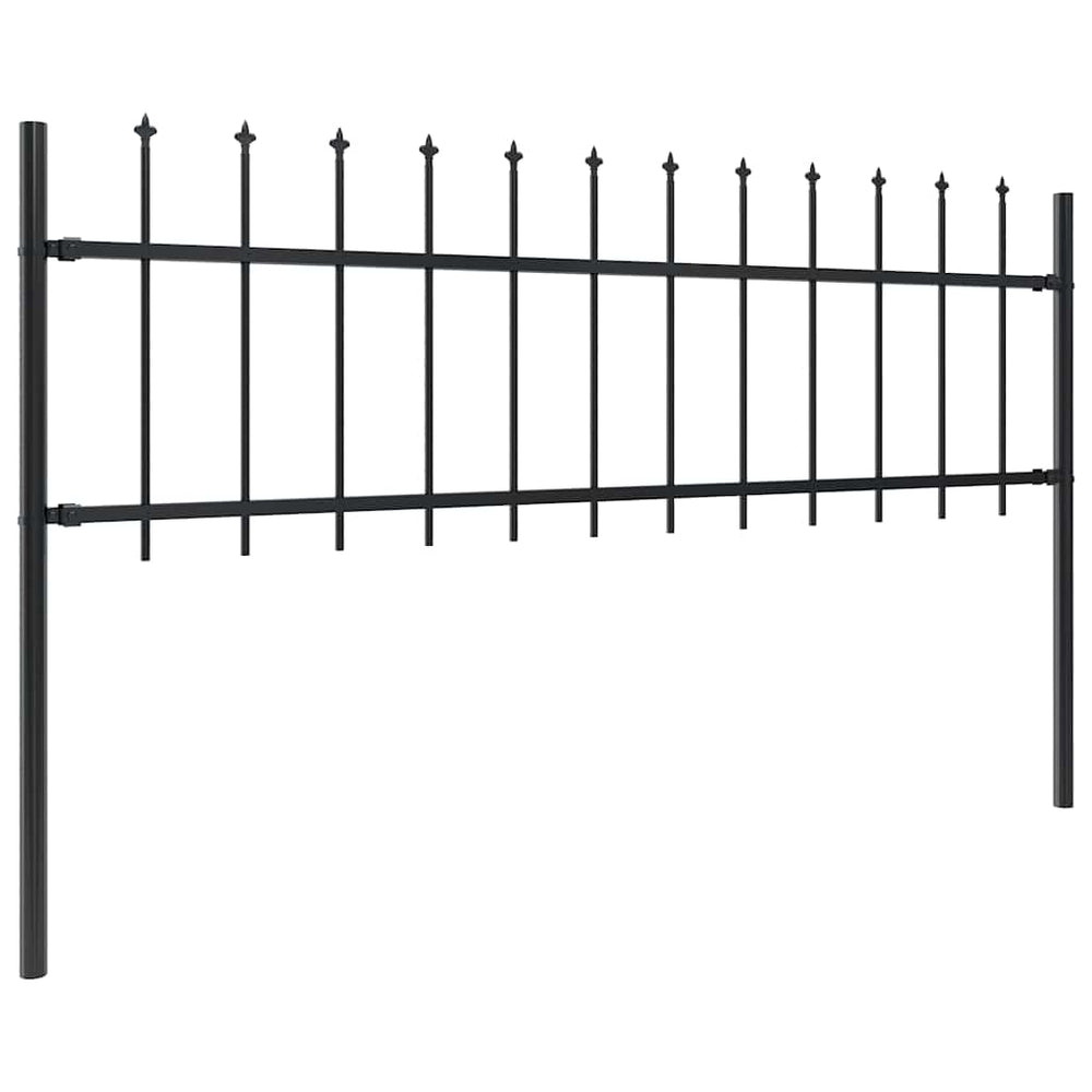 vidaXL Garden Fence with Spear Top Steel 537 x 60 cm Black