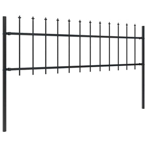 vidaXL Garden Fence with Spear Top Steel 537 x 60 cm Black