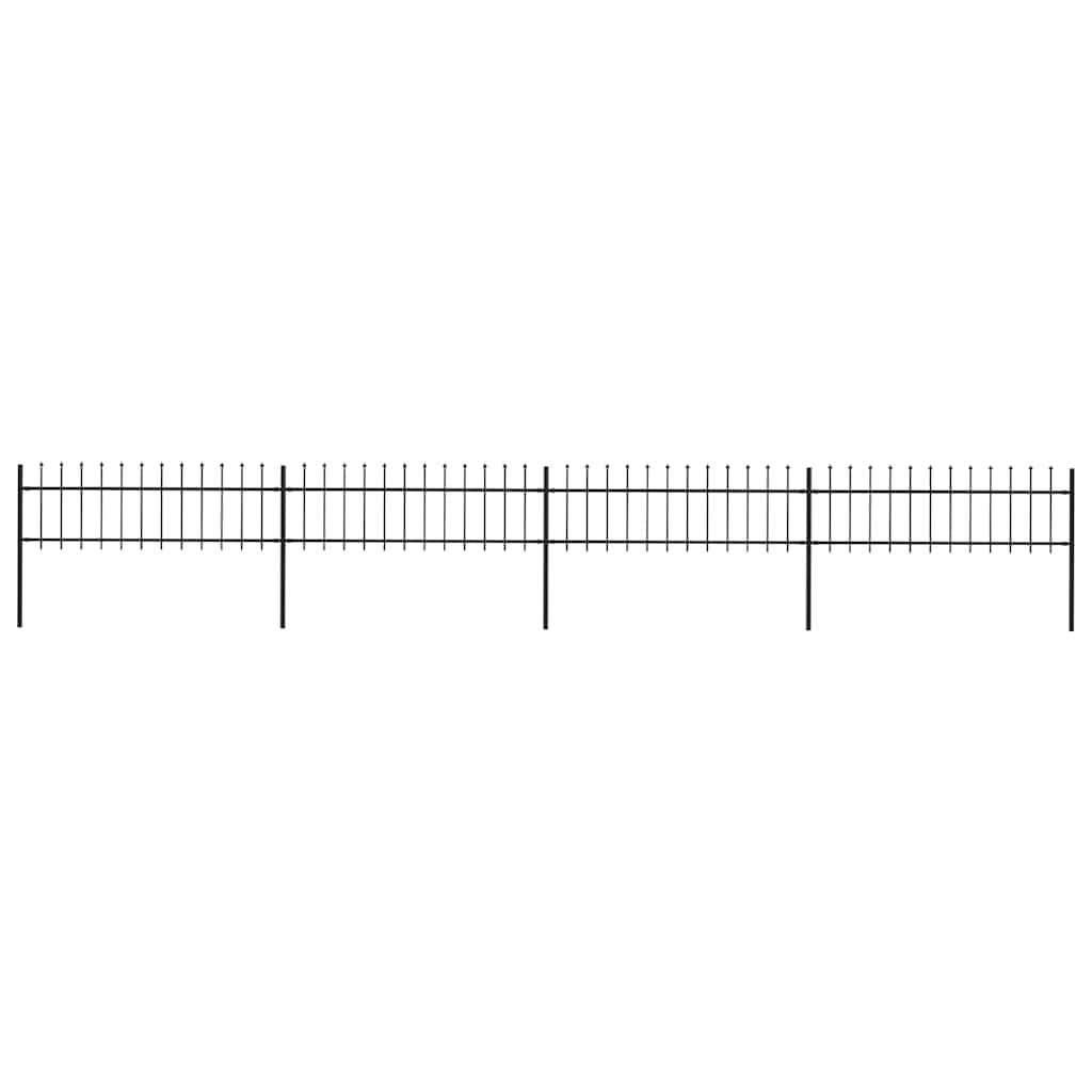 vidaXL Garden Fence with Spear Top Steel 714.5 x 60 cm Black