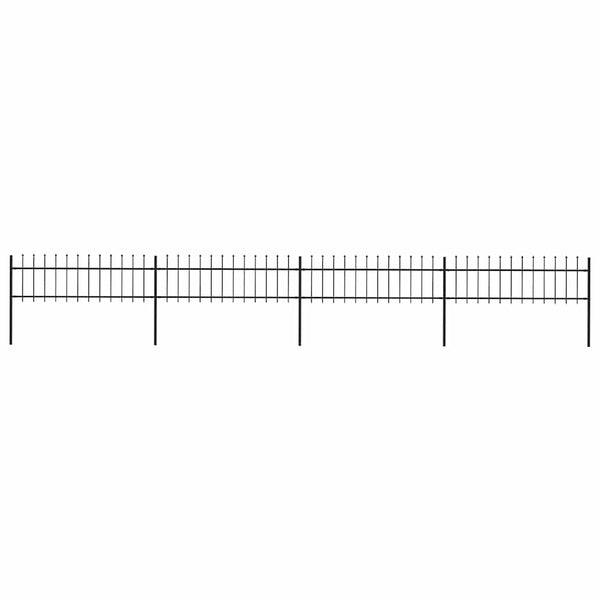 vidaXL Garden Fence with Spear Top Steel 714.5 x 60 cm Black