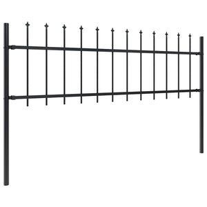 vidaXL Garden Fence with Spear Top Steel 714.5 x 60 cm Black