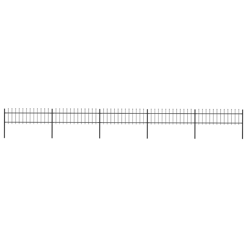 vidaXL Garden Fence with Spear Top Steel 892.5 x 60 cm Black