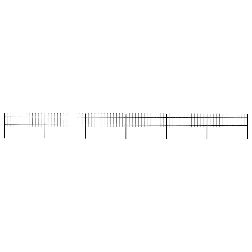 vidaXL Garden Fence with Spear Top Steel 1070 x 60 cm Black