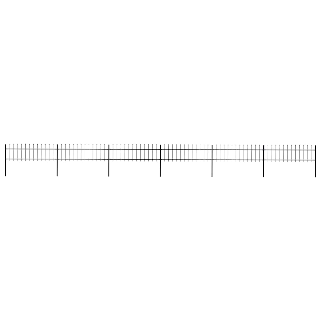 vidaXL Garden Fence with Spear Top Steel 1070 x 60 cm Black