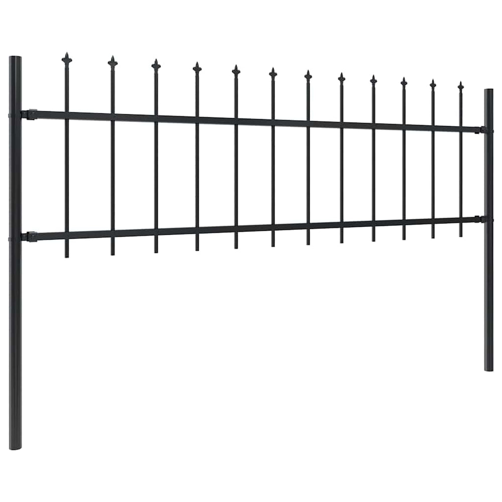 vidaXL Garden Fence with Spear Top Steel 1070 x 60 cm Black