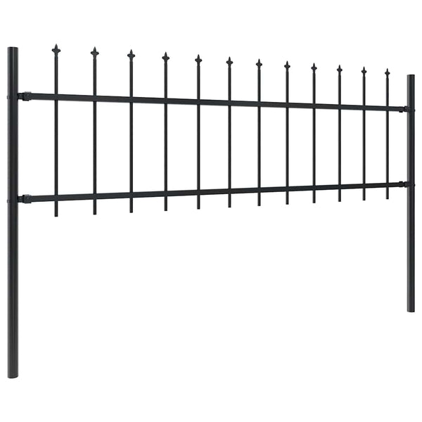 vidaXL Garden Fence with Spear Top Steel 1070 x 60 cm Black
