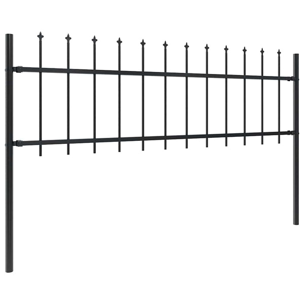 vidaXL Garden Fence with Spear Top Steel 1248 x 60 cm Black