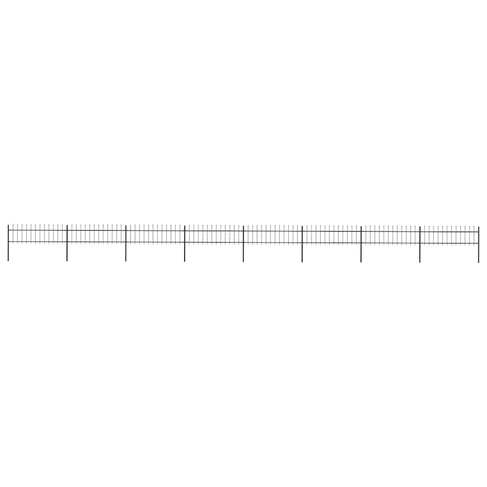 vidaXL Garden Fence with Spear Top Steel 1426 x 60 cm Black