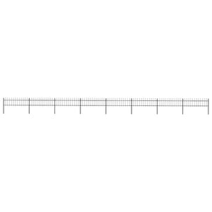 vidaXL Garden Fence with Spear Top Steel 1426 x 60 cm Black