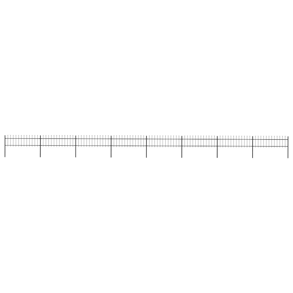 vidaXL Garden Fence with Spear Top Steel 1426 x 60 cm Black