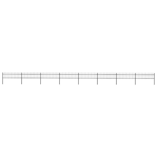 vidaXL Garden Fence with Spear Top Steel 1426 x 60 cm Black