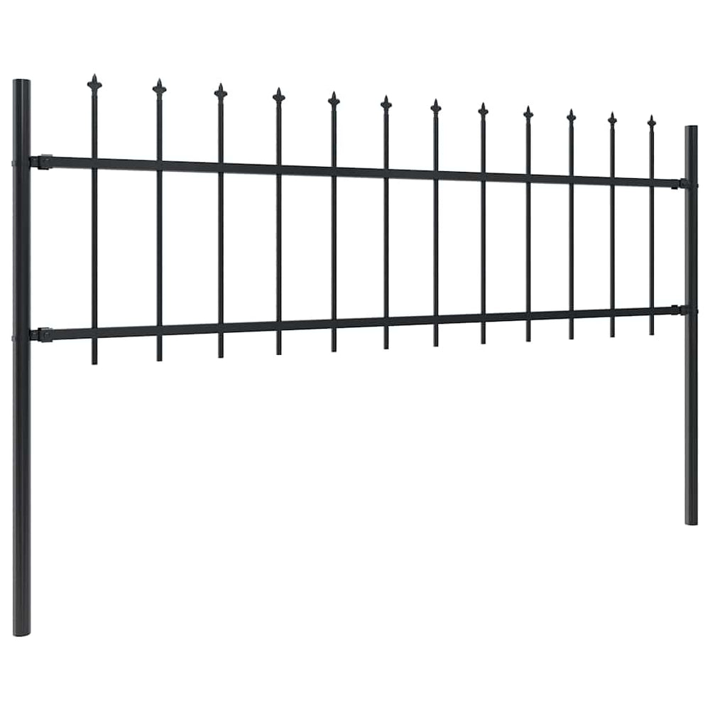 vidaXL Garden Fence with Spear Top Steel 1603.5 x 60 cm Black