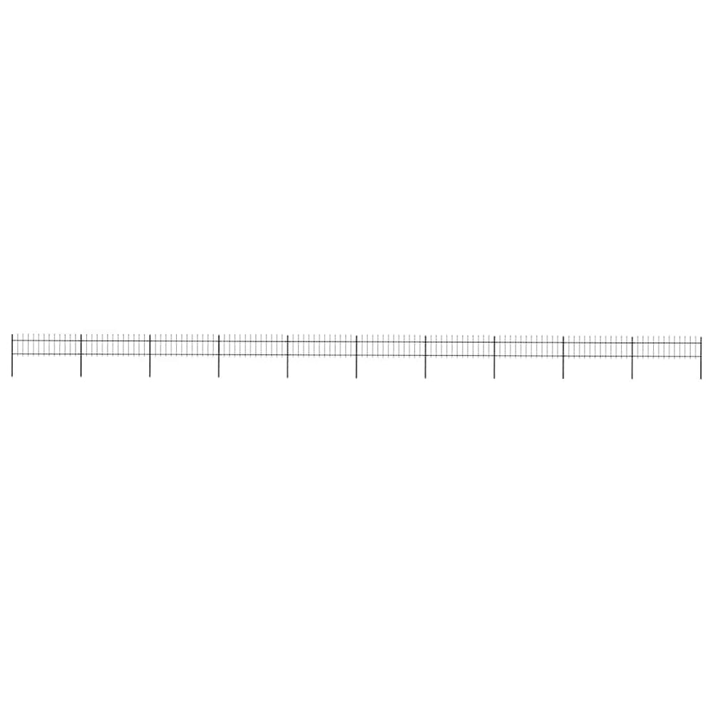 vidaXL Garden Fence with Spear Top Steel 1781.5 x 60 cm Black