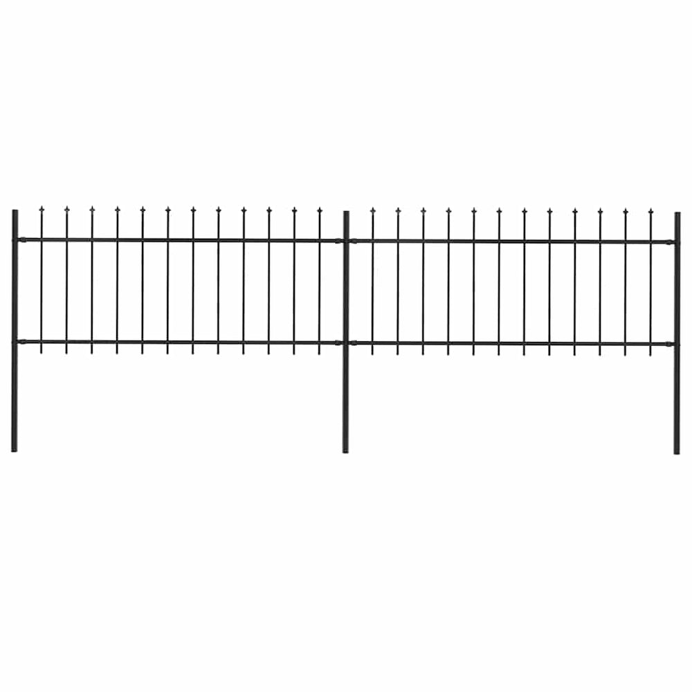 vidaXL Garden Fence with Spear Top Steel 359 x 80 cm Black