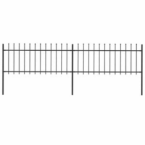 vidaXL Garden Fence with Spear Top Steel 359 x 80 cm Black