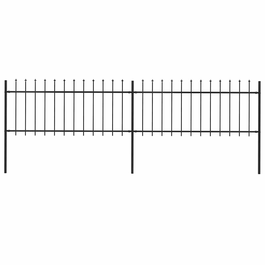 vidaXL Garden Fence with Spear Top Steel 359 x 80 cm Black
