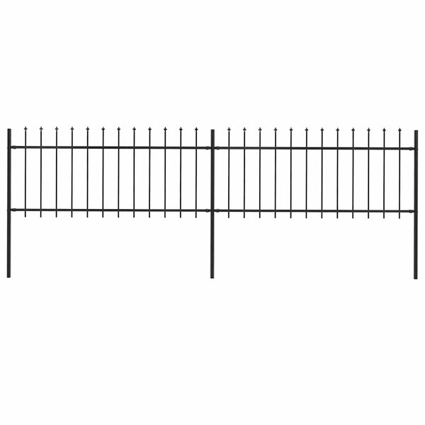 vidaXL Garden Fence with Spear Top Steel 359 x 80 cm Black