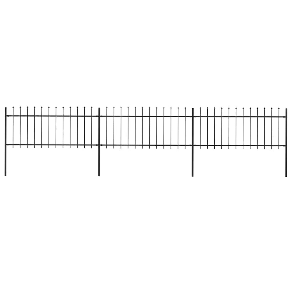 vidaXL Garden Fence with Spear Top Steel 537 x 80 cm Black