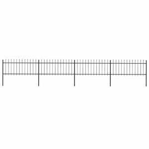 vidaXL Garden Fence with Spear Top Steel 714.5 x 80 cm Black