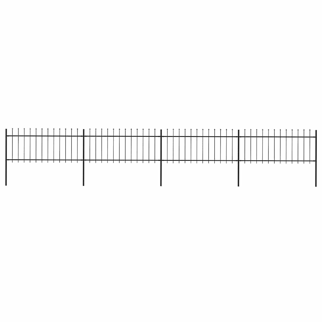 vidaXL Garden Fence with Spear Top Steel 714.5 x 80 cm Black