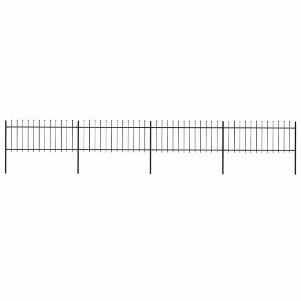vidaXL Garden Fence with Spear Top Steel 714.5 x 80 cm Black